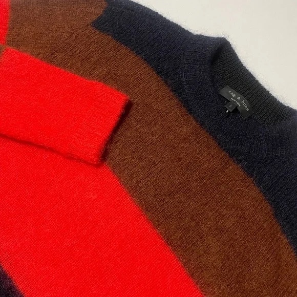 Rag & Bone Navy Brown & Red Alpaca Sweater - Picture 2 of 7